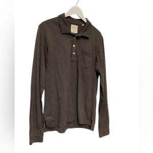 Billy Reid Dark Brown Long Sleeve Polo Shirt